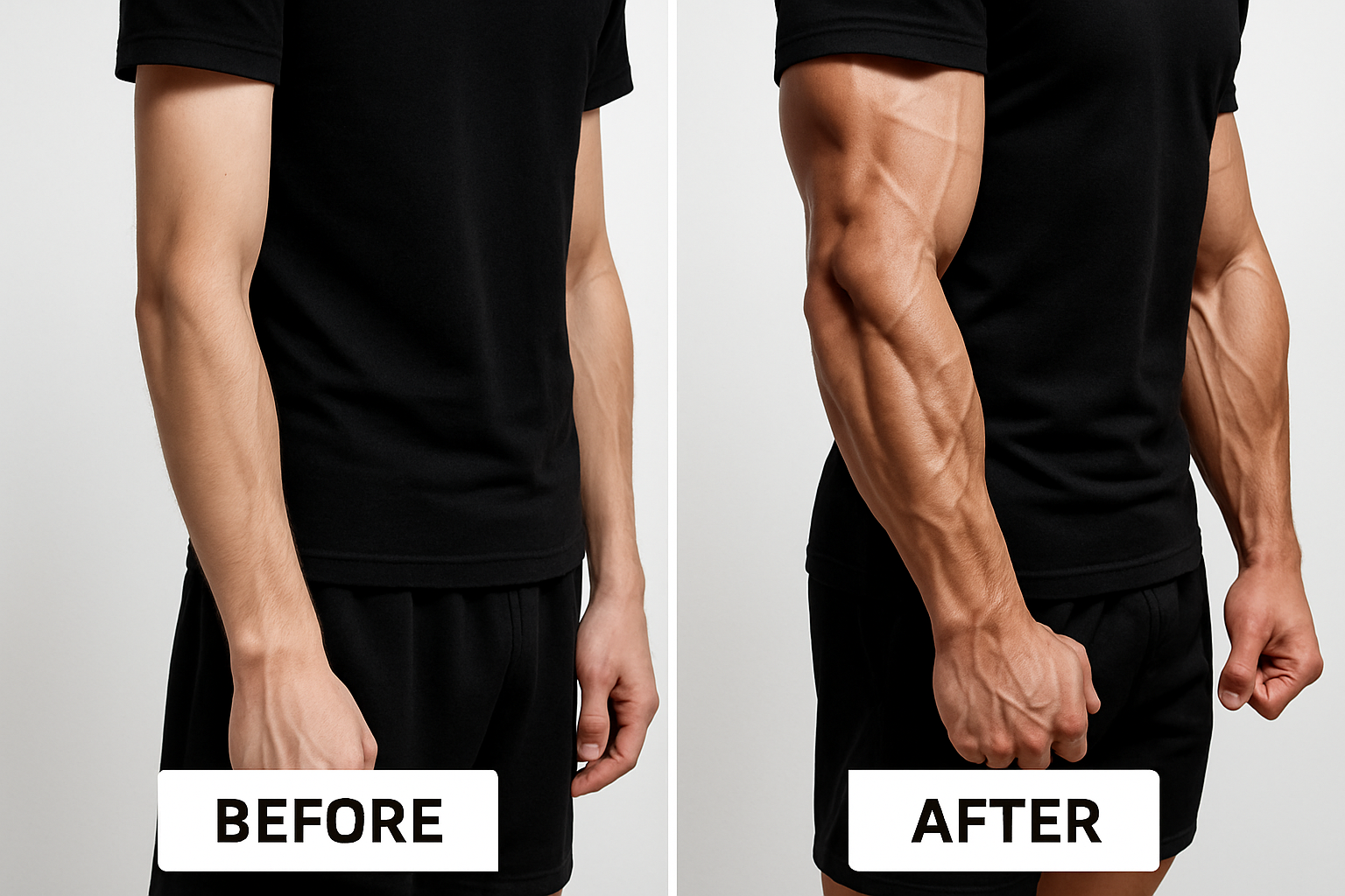 forearms before after skinny muscular